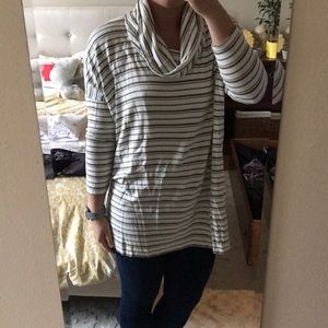 *SOLD* Lou & Grey Soft Striped Tunic Cowl Neck